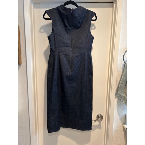 Denim High Neck Midi Dress - Picture 2 of 5